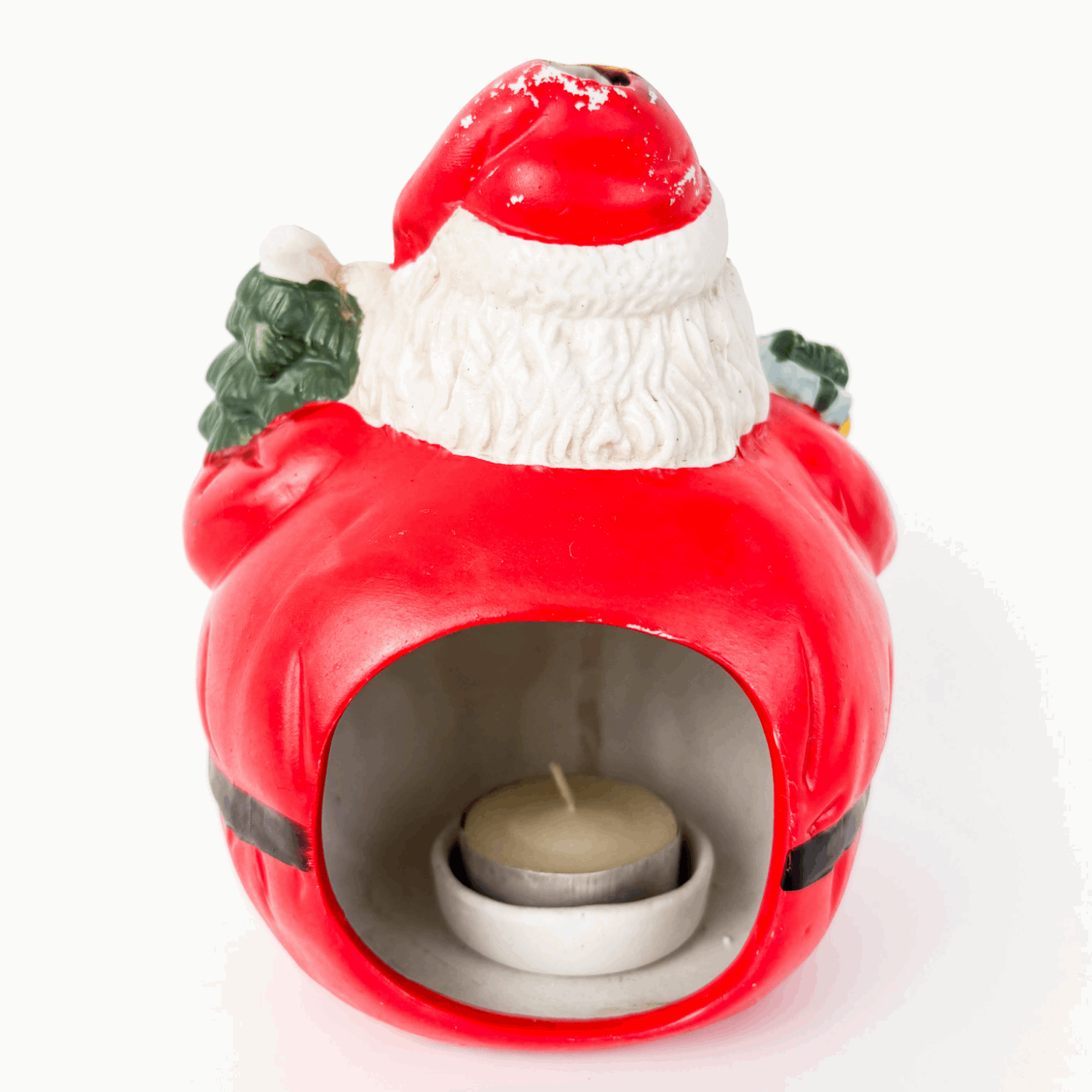 Vintage Father Christmas Ceramic Tea Light Candle Holder Sunshine Thrift