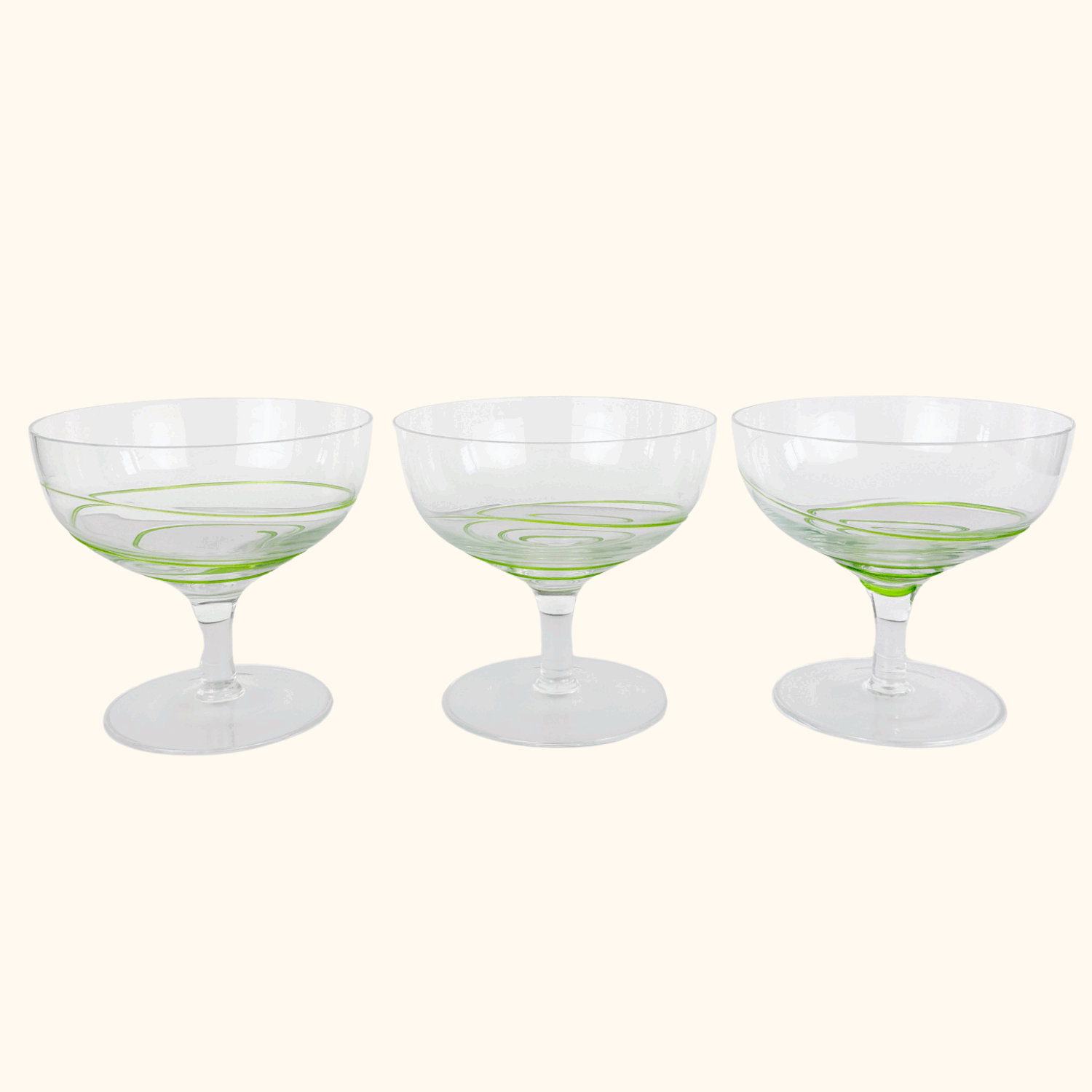 Green Swirl Dessert Bowls Set of 3 Sunshine Thrift