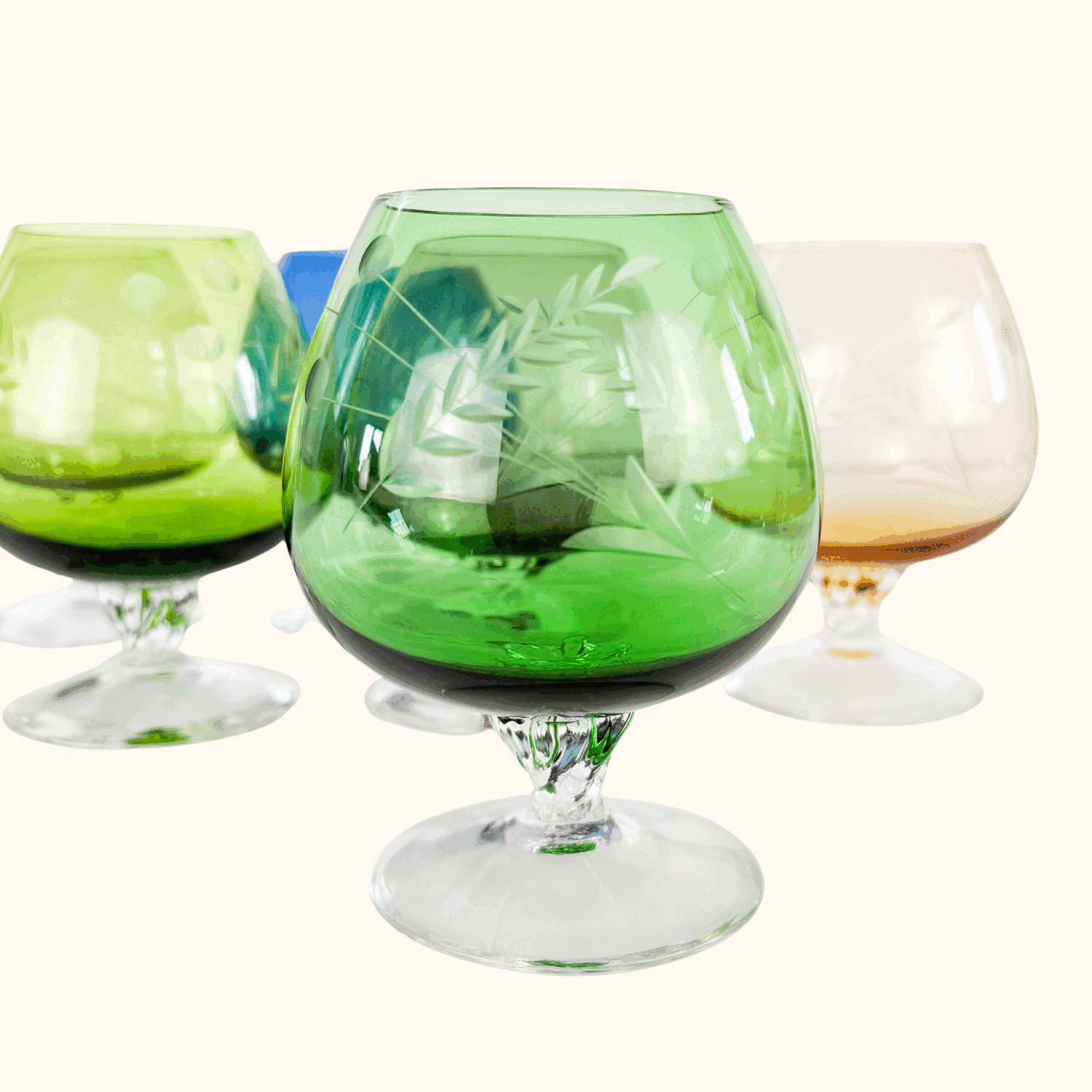 Etched Wheat Brandy Glasses Set of 6 Sunshine Thrift