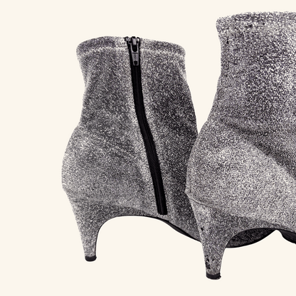 M&amp;S Silver Sparkle Sock Heeled Boots - Size 7 M&amp;S