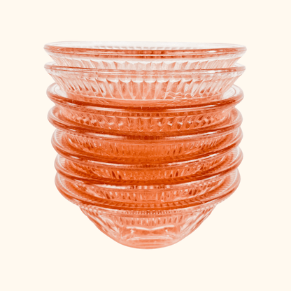 Vintage 1950s Pink Pressed Glass Bowls Set of 7 Sunshine Thrift