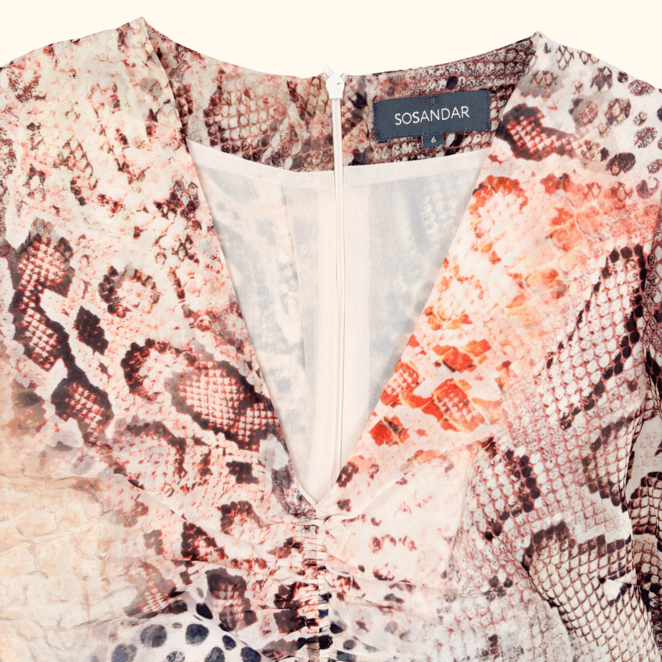 Sosandar Snake Print Cinch Waist Dress - Size 6 Sosandar