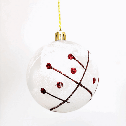 Frosted Red and White Baubles Mixed Sunshine Thrift