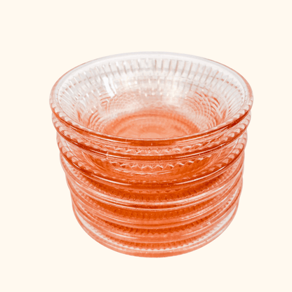 Vintage 1950s Pink Pressed Glass Bowls Set of 7 Sunshine Thrift