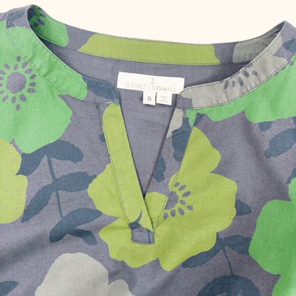 Seasalt Dawn Light Green Floral Dress - Size 8 Seasalt Cornwall