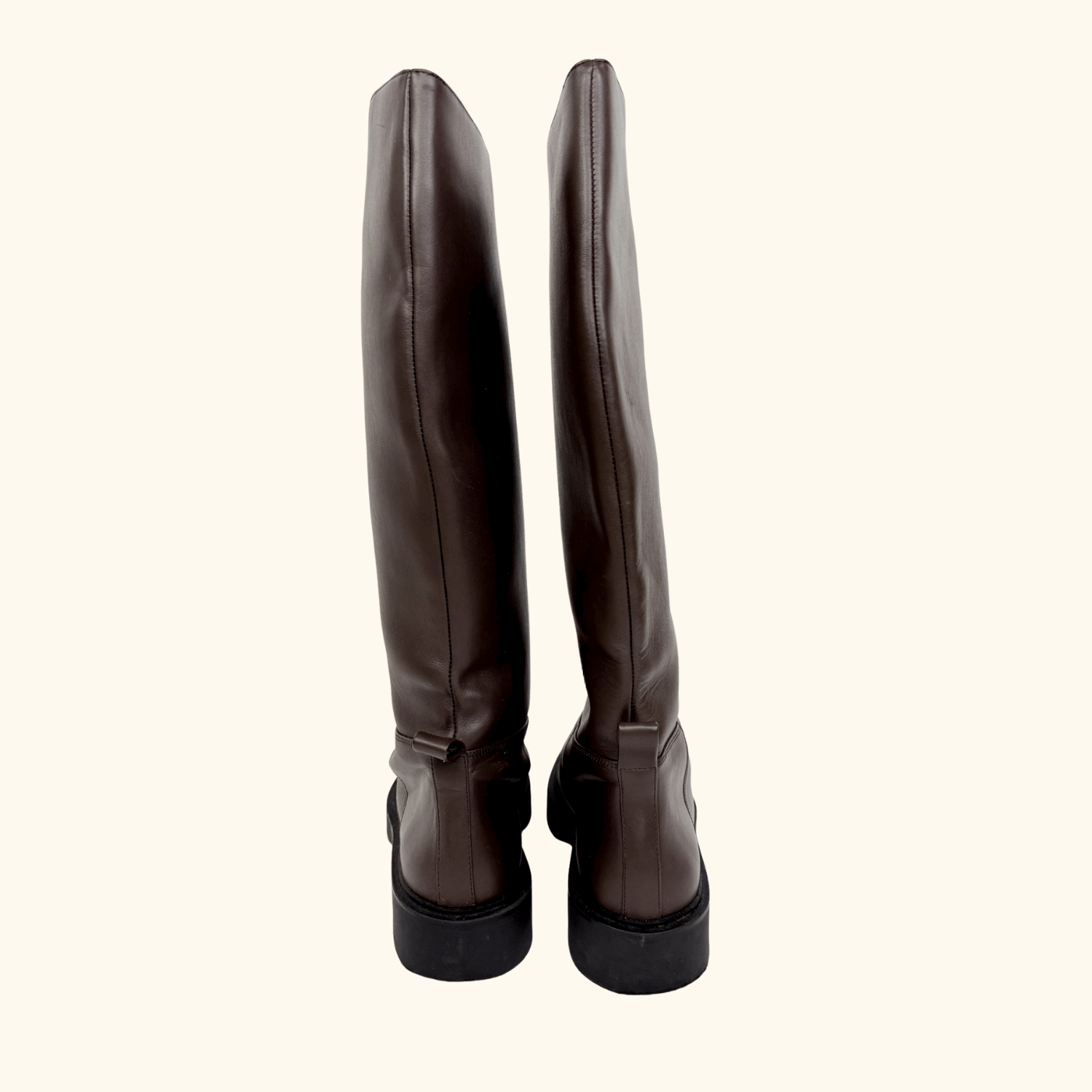 Zara Brown Leather Knee High Boots - Size 6.5 -  - Shoes &amp; Boots