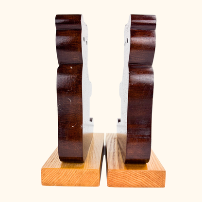 Hand Made Teddy Bear Wood Bookends -  - Decoration