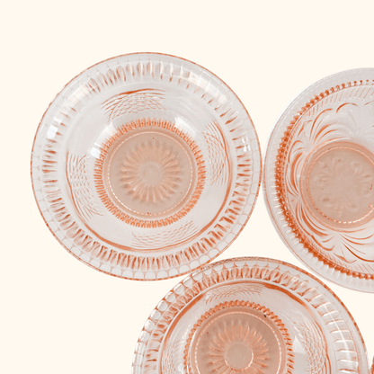 Vintage 1950s Pink Pressed Glass Bowls Set of 7 Sunshine Thrift