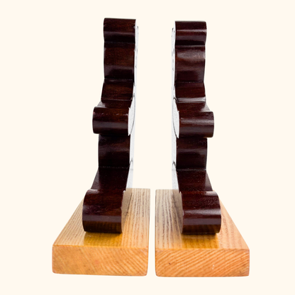 Hand Made Teddy Bear Wood Bookends -  - Decoration