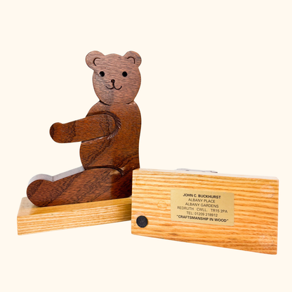 Hand Made Teddy Bear Wood Bookends -  - Decoration