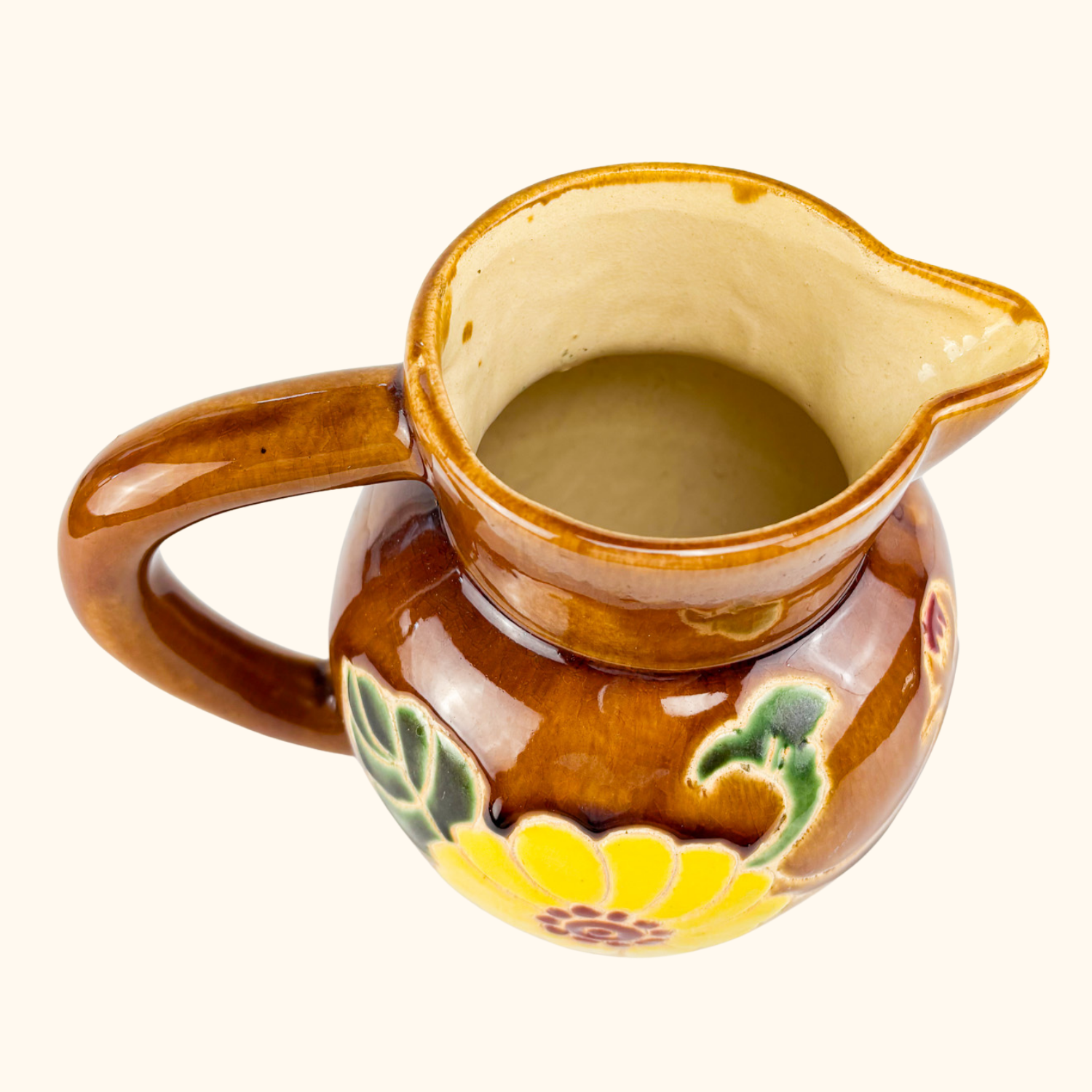 Brown Daisy Flower Jug 1930s Style Sunshine Thrift