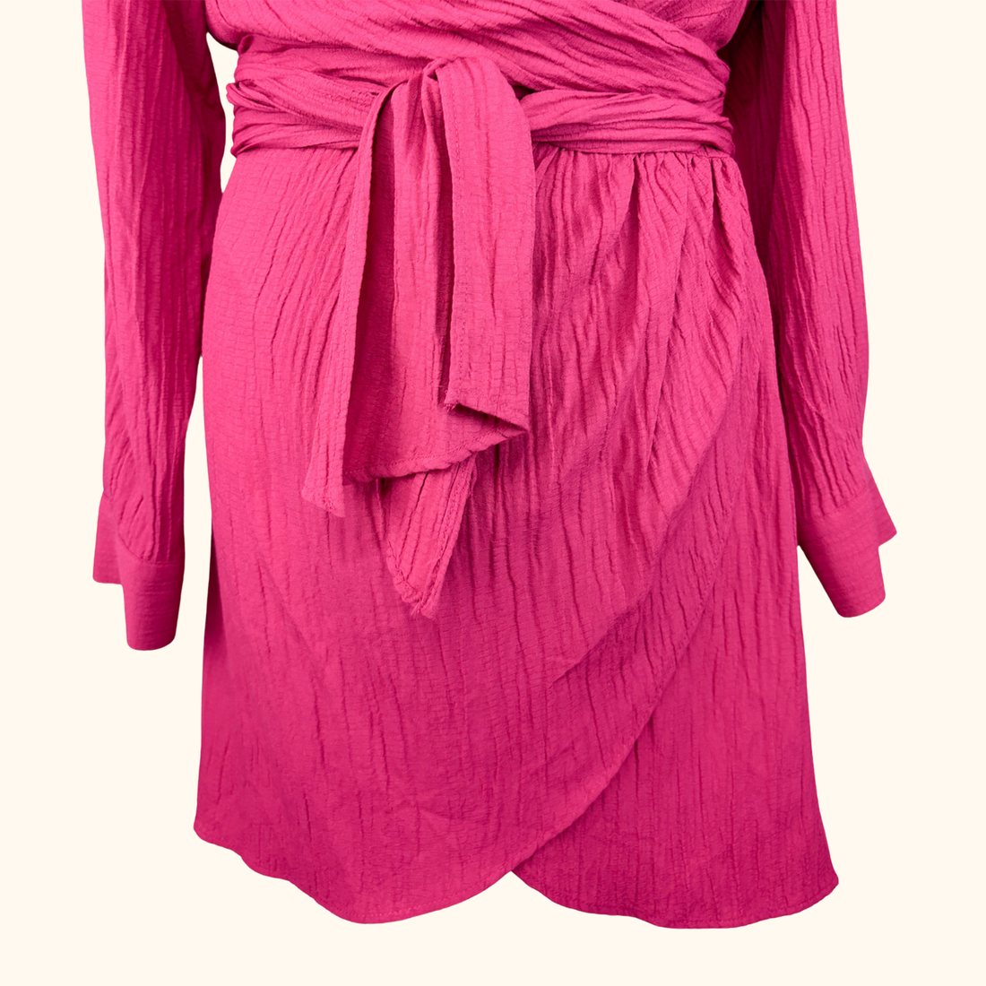 Zara Fuschia Pink Mini Wrap Dress Size Medium