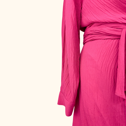 Zara Fuschia Pink Mini Wrap Dress Size Medium