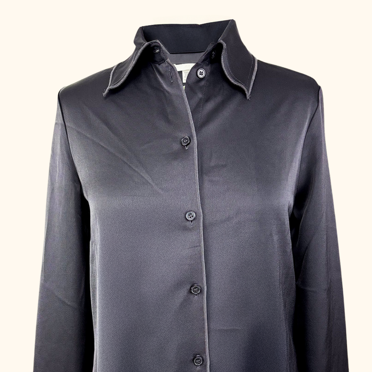 H&amp;M Black Satin Long Sleeve Shirt - Size XS