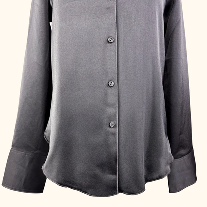 H&amp;M Black Satin Long Sleeve Shirt - Size XS