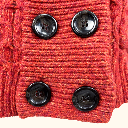 Whistles Burnt Orange Cable Knit Wool Blend Cardigan - Size 8