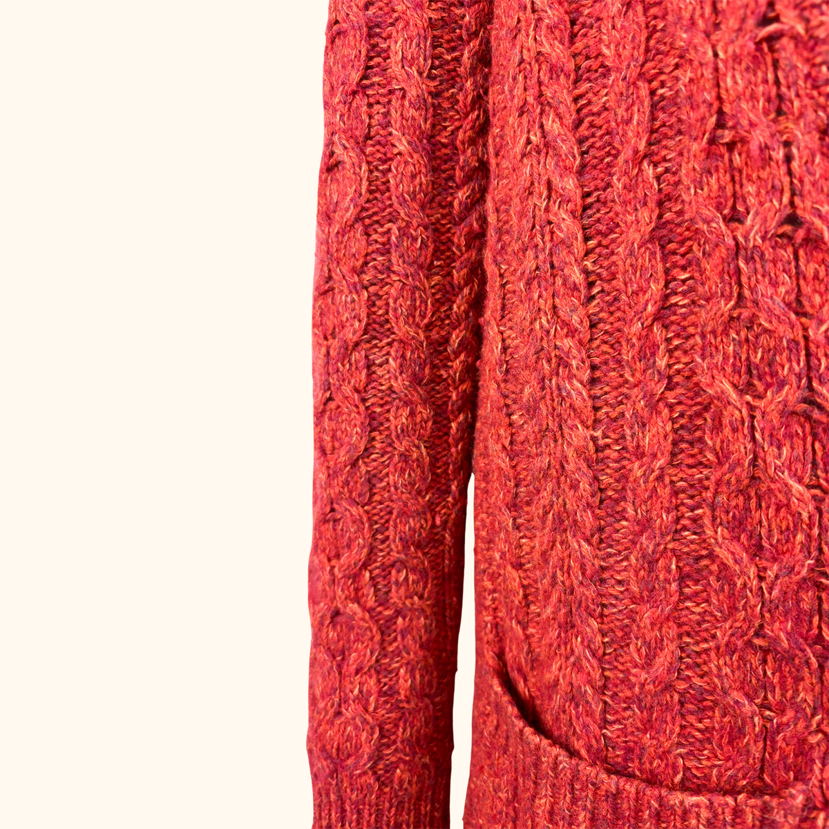 Whistles Burnt Orange Cable Knit Wool Blend Cardigan - Size 8