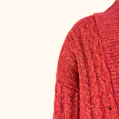 Whistles Burnt Orange Cable Knit Wool Blend Cardigan - Size 8