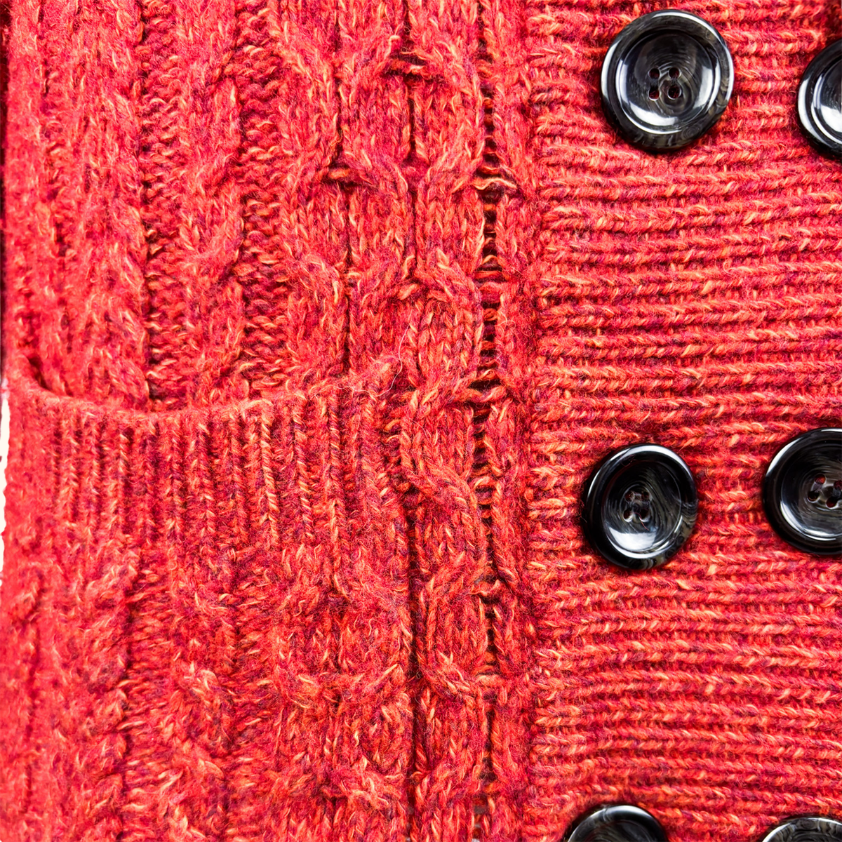 Whistles Burnt Orange Cable Knit Wool Blend Cardigan - Size 8