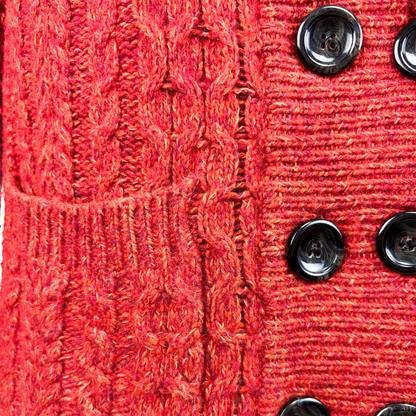 Whistles Burnt Orange Cable Knit Wool Blend Cardigan - Size 8