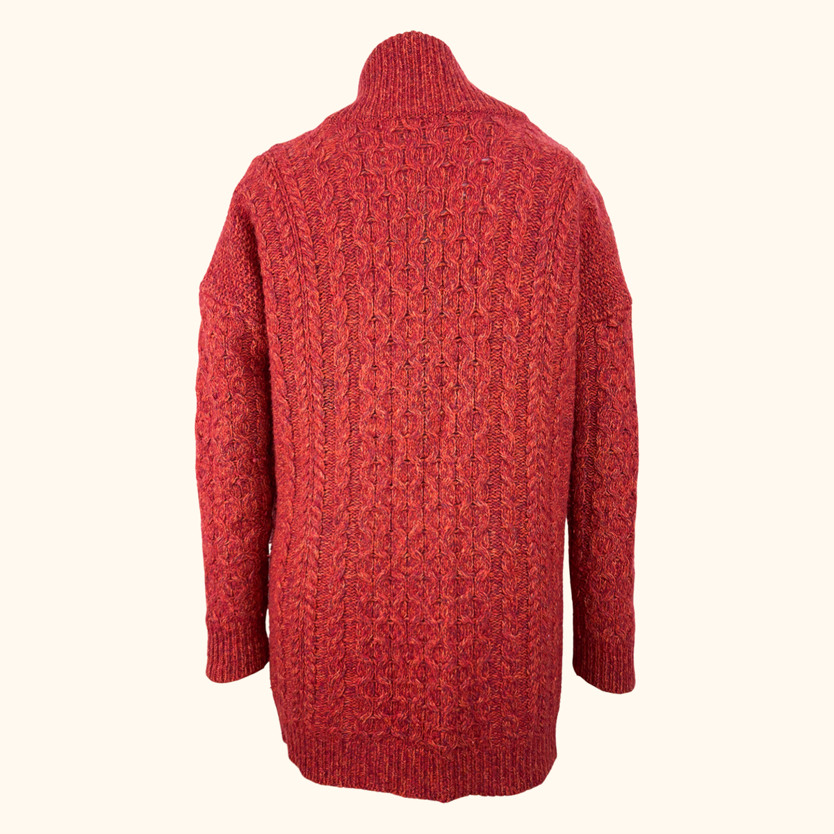 Whistles Burnt Orange Cable Knit Wool Blend Cardigan - Size 8