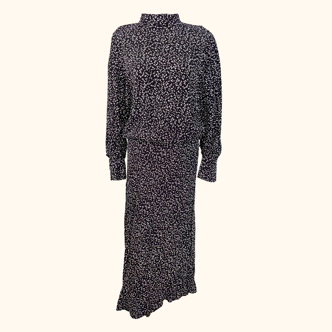 Zara Black Polka Dot Asymmetric Maxi Dress - Size Medium