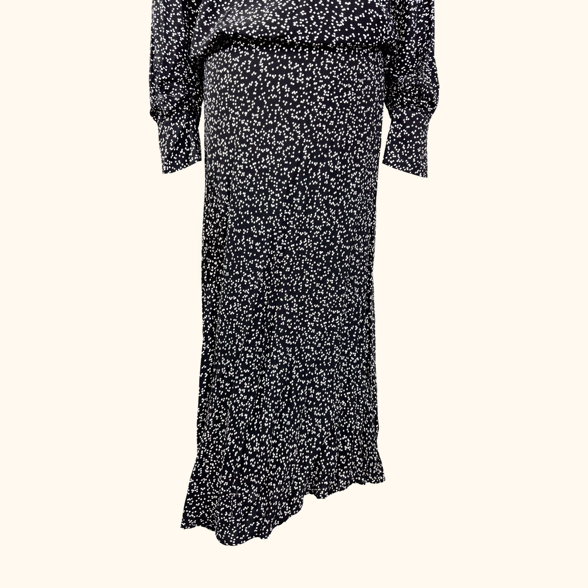 Zara Black Polka Dot Asymmetric Maxi Dress - Size Medium
