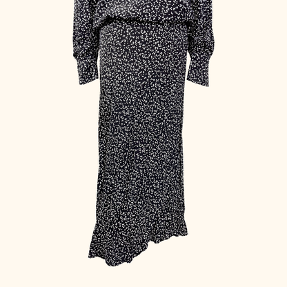Zara Black Polka Dot Asymmetric Maxi Dress - Size Medium