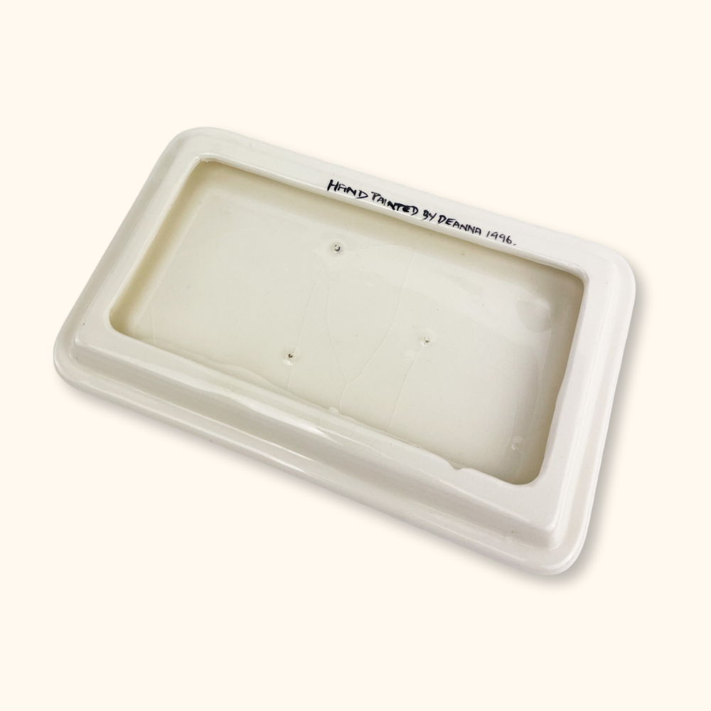 Hand Painted Ceramic Cow Butter Dish with Lid