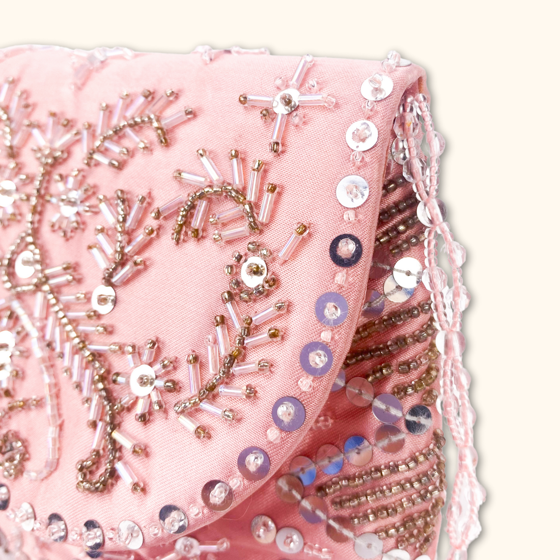 Pink Beaded Crossbody Bag