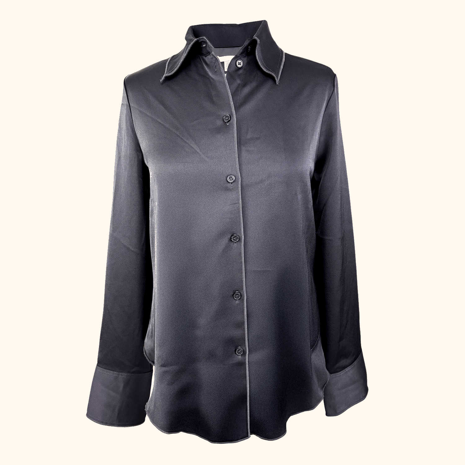H&amp;M Black Satin Long Sleeve Shirt - Size XS H&amp;M