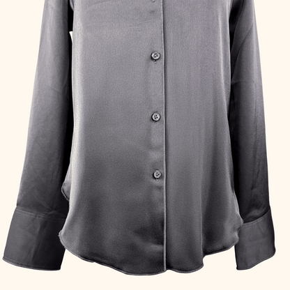 H&amp;M Black Satin Long Sleeve Shirt - Size XS H&amp;M