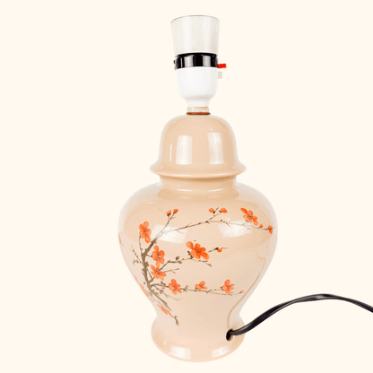Chinese Oriental Blush Pink Floral Jar Lamp -  - Lighting