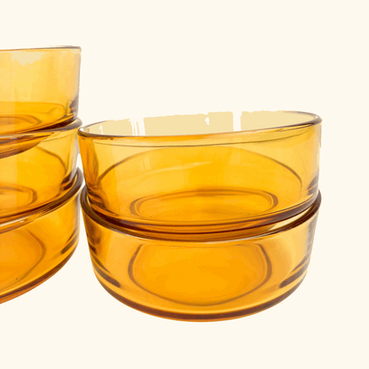 Vintage Amber Glass Snack Serving Bowls - Set of 5 Sunshine Thrift