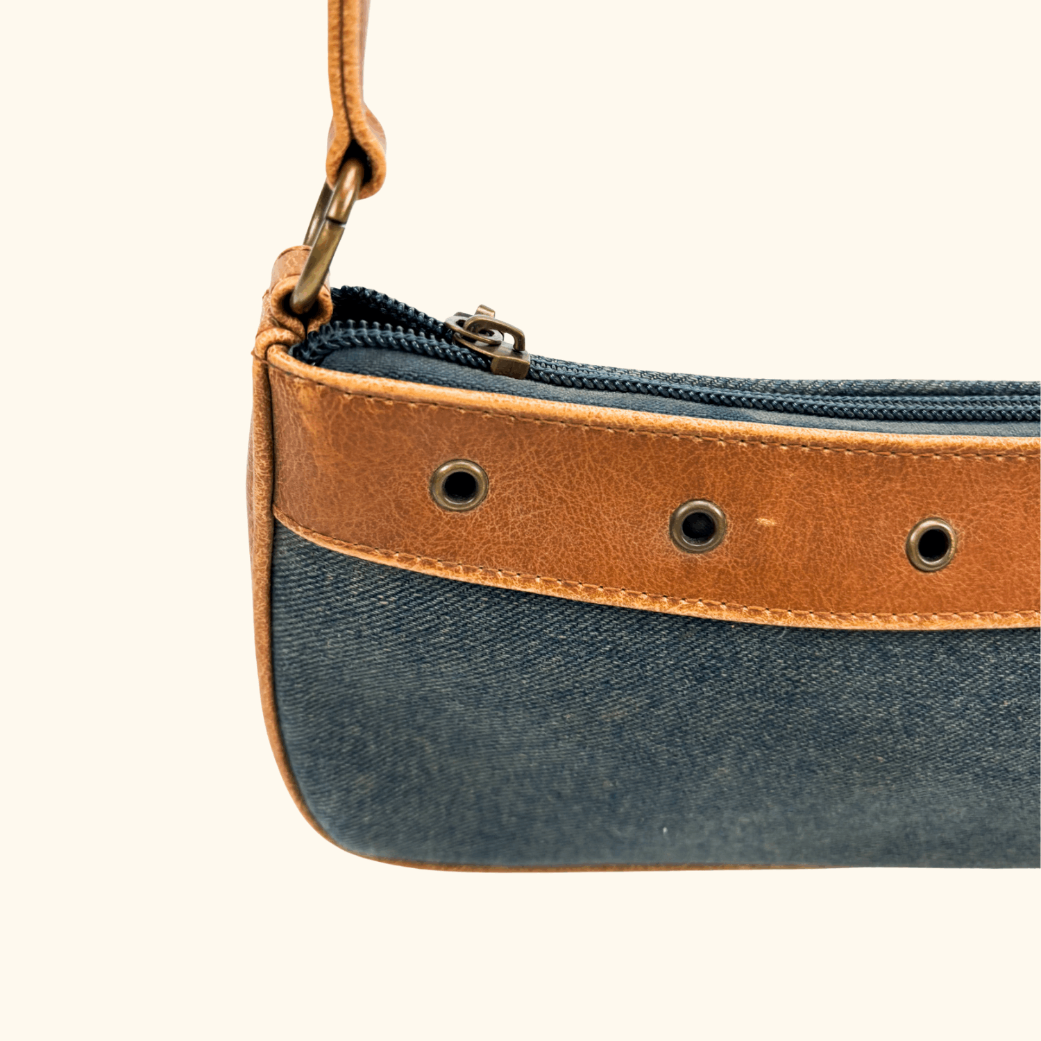 Brown Belt Blue Denim Shoulder Bag Sunshine Thrift