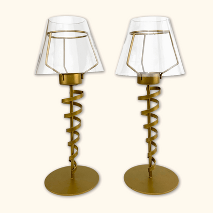 Gold Tea Light Twisted Tea Light Holders - Set of 2 -  - Candles &amp; candle holders