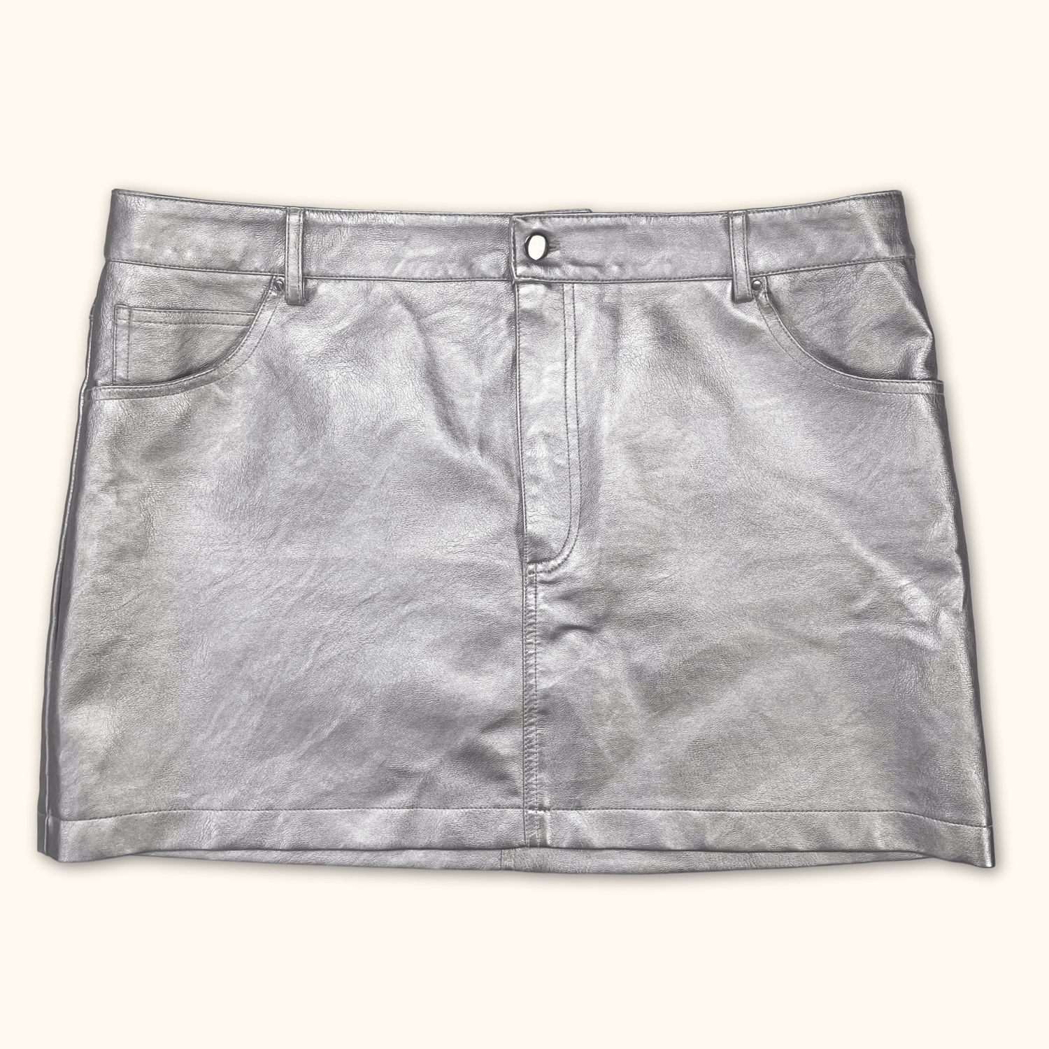 Topshop Silver Metallic Mini Skirt - Size 18