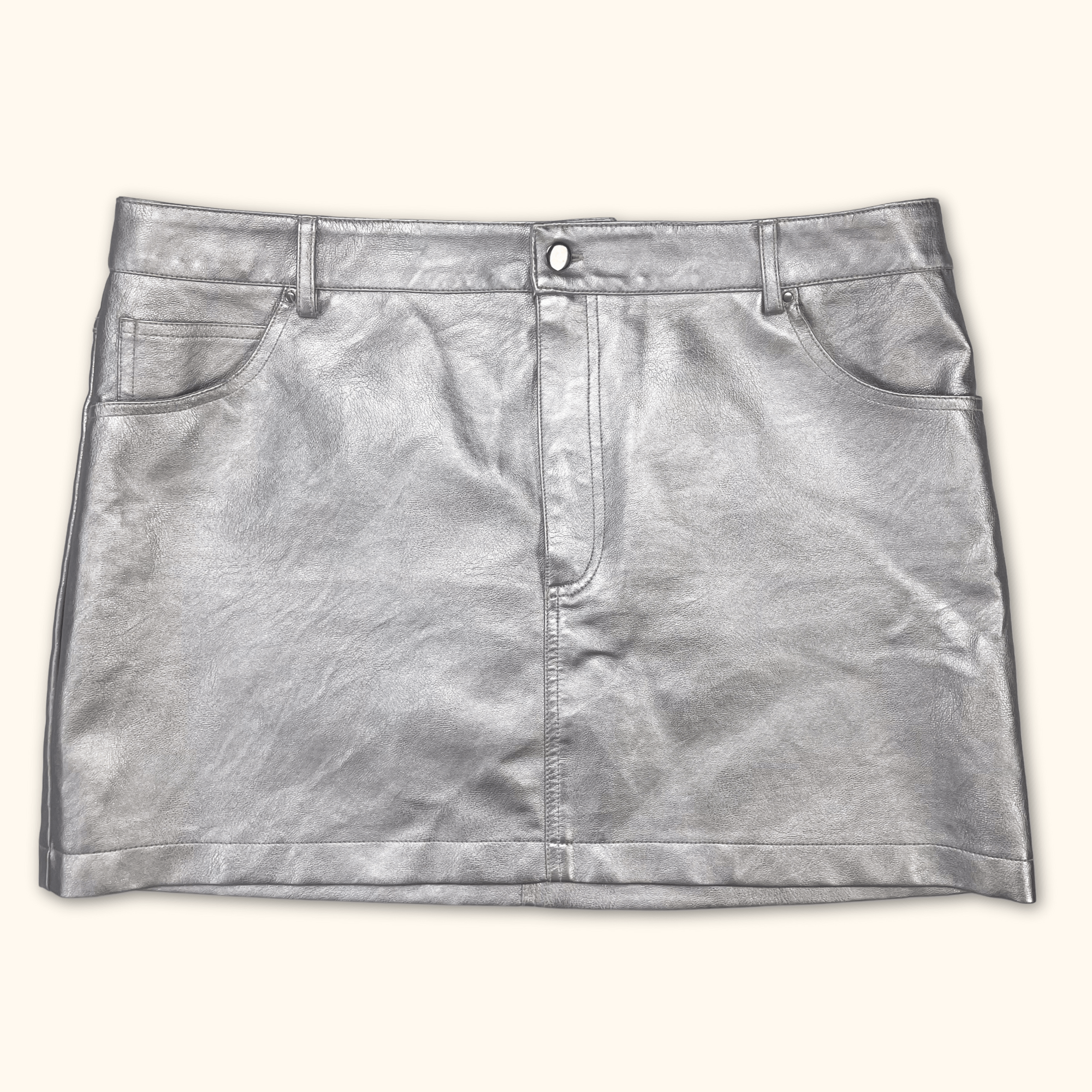 Topshop Silver Metallic Mini Skirt - Size 18