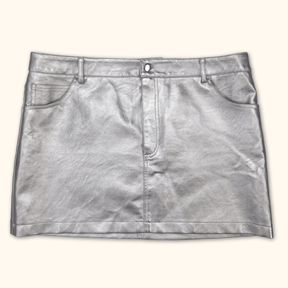 Topshop Silver Metallic Mini Skirt - Size 18