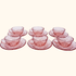 Pink Glass Tea Cup and Saucer - Set of 6 Sunshine Thrift