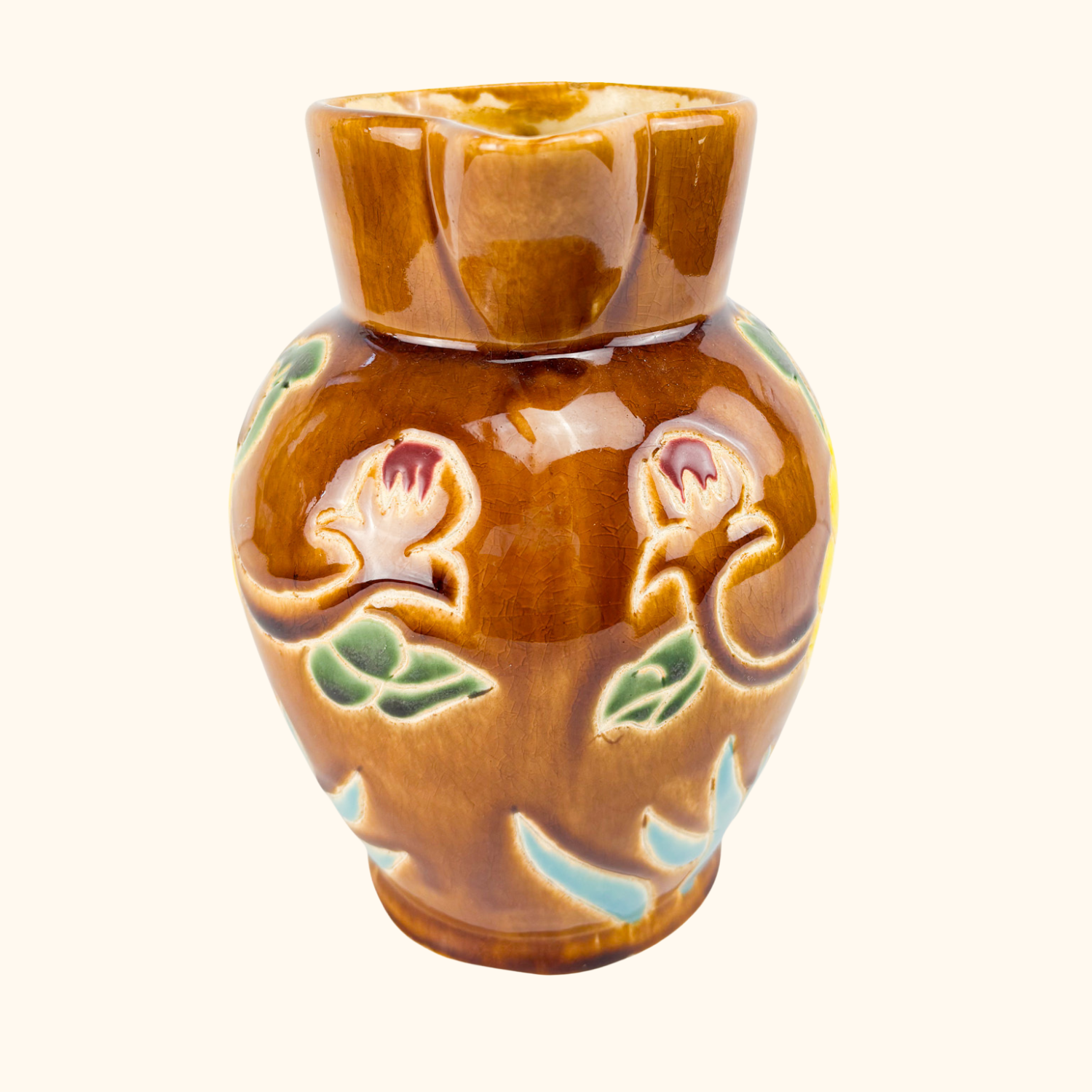 Brown Daisy Flower Jug 1930s Style Sunshine Thrift