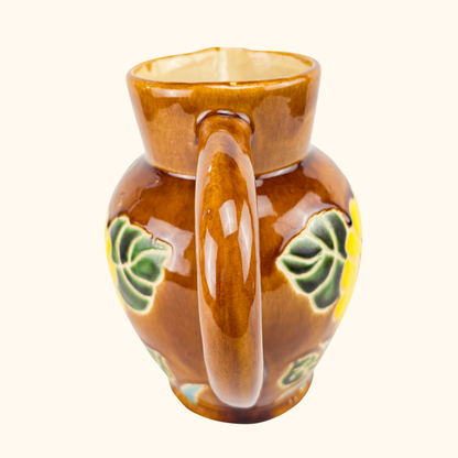Brown Daisy Flower Jug 1930s Style Sunshine Thrift