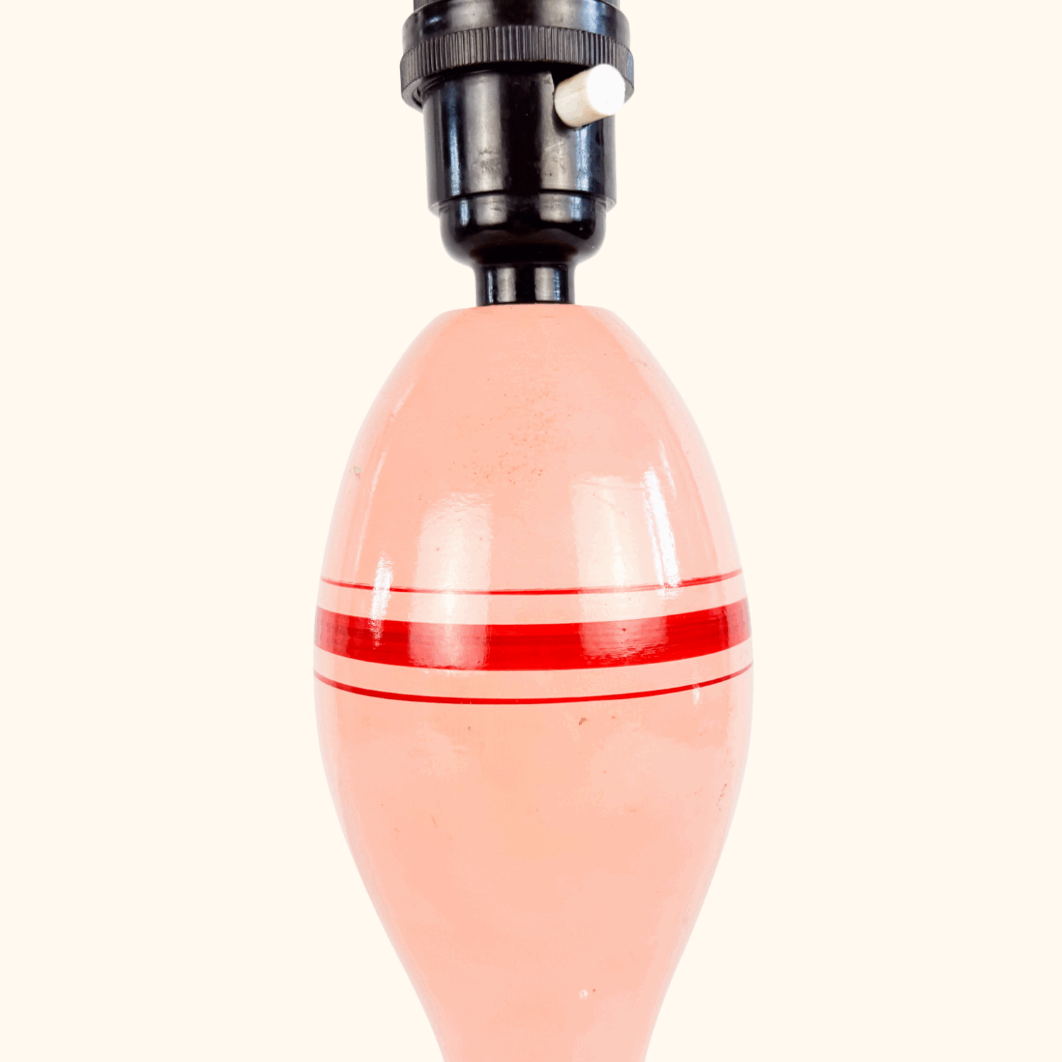 Pink Red Stripe Wood Skittle Lamp Base Sunshine Thrift