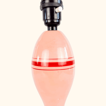 Pink Red Stripe Wood Skittle Lamp Base Sunshine Thrift