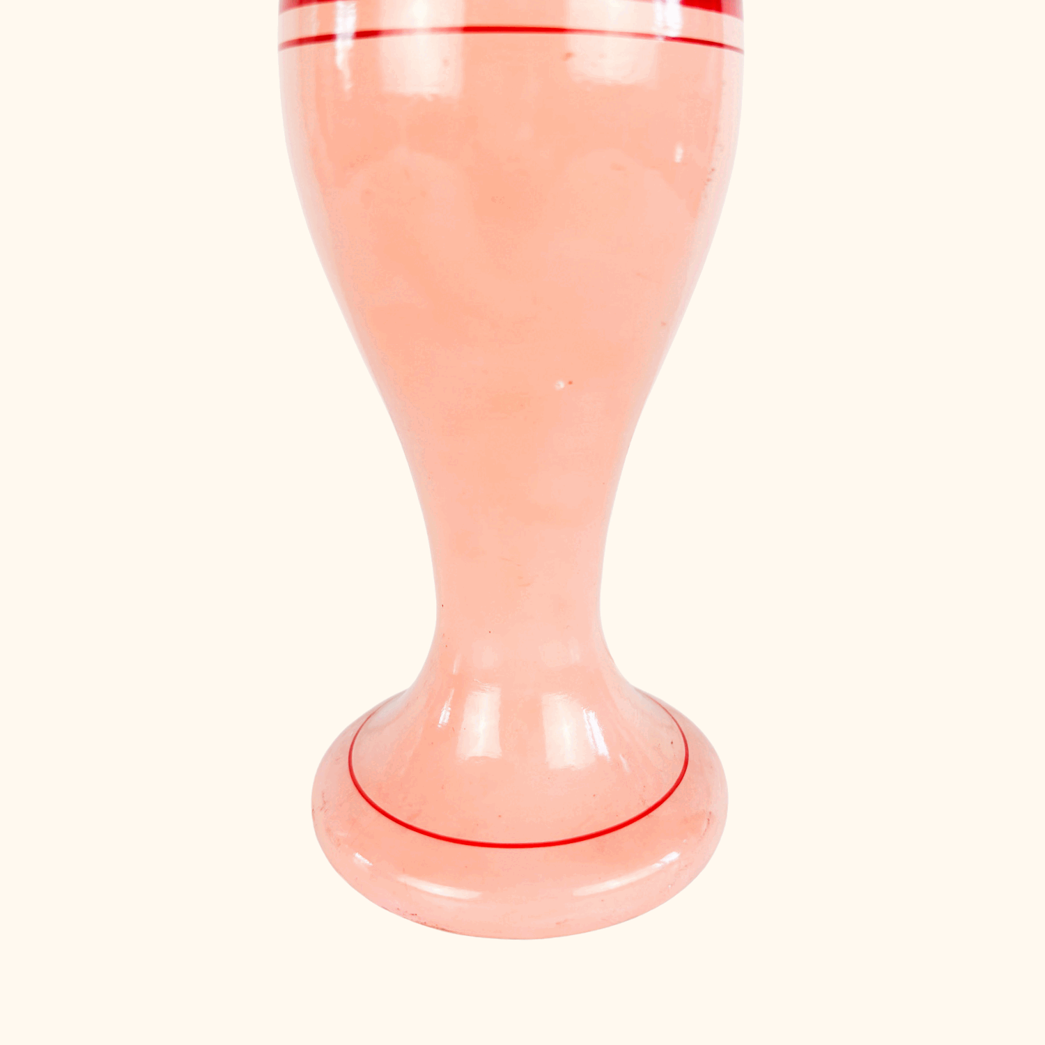 Pink Red Stripe Wood Skittle Lamp Base Sunshine Thrift