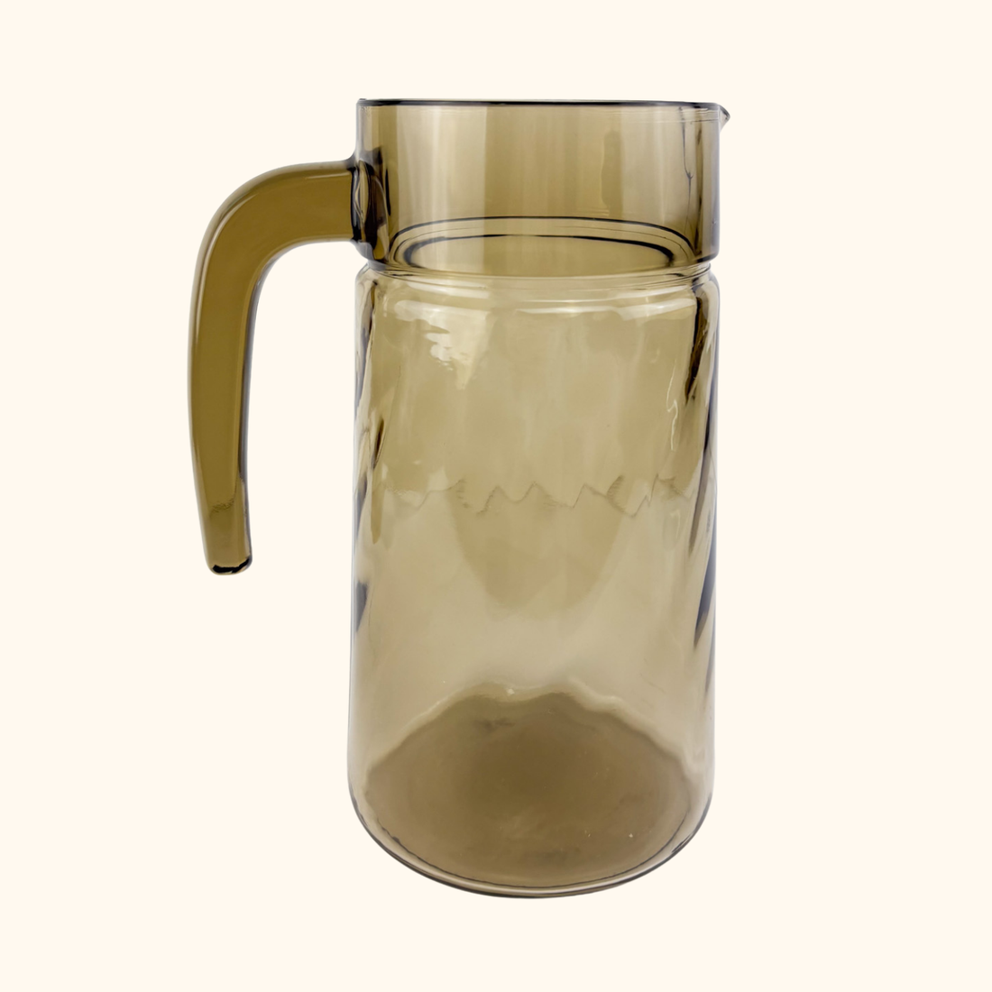 Vintage Arcoroc Rosaline Smoke Brown Glass Pitcher Sunshine Thrift