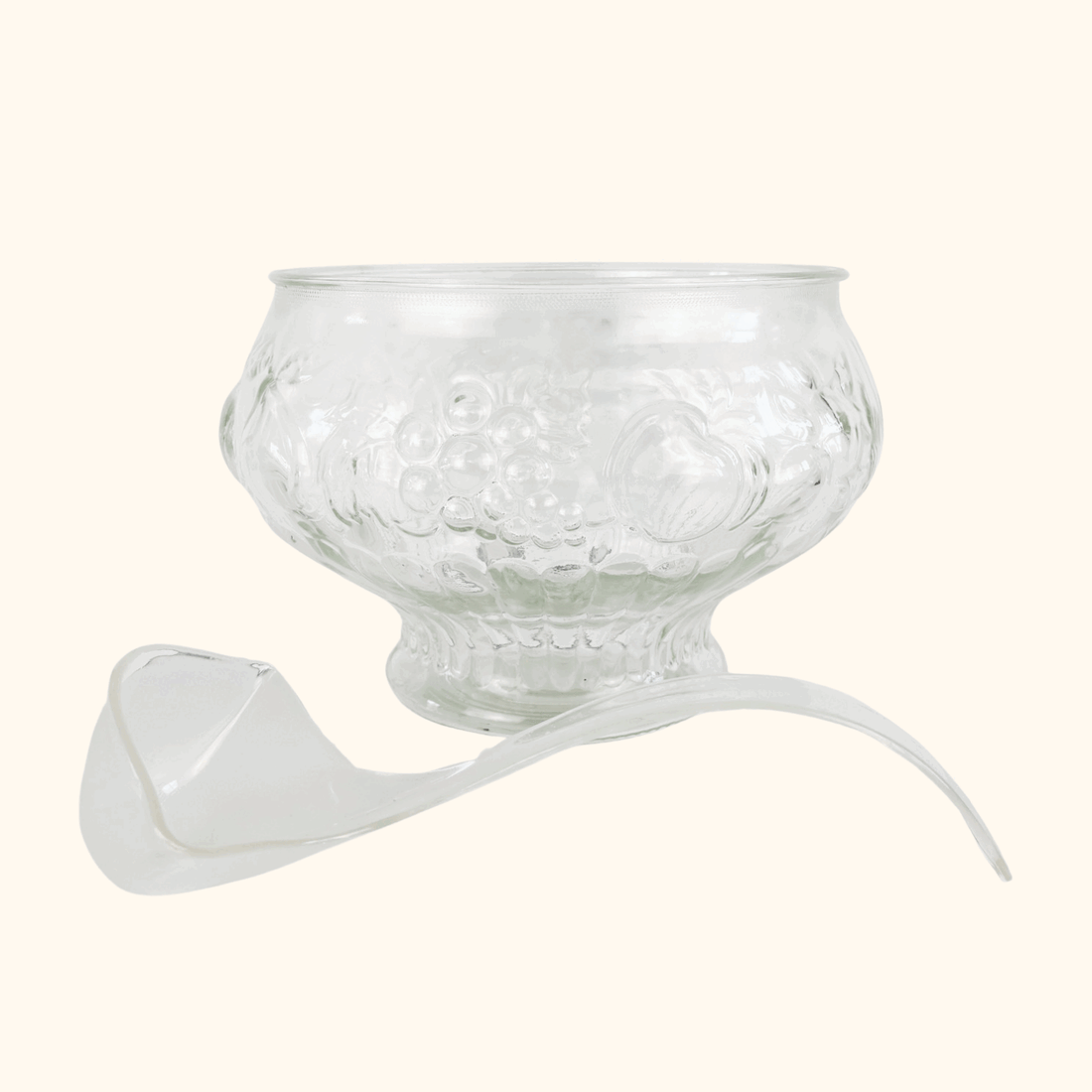 Vintage 1960s Jeanette Crystal Glass Fruit Punch Bowl Set Jeanette