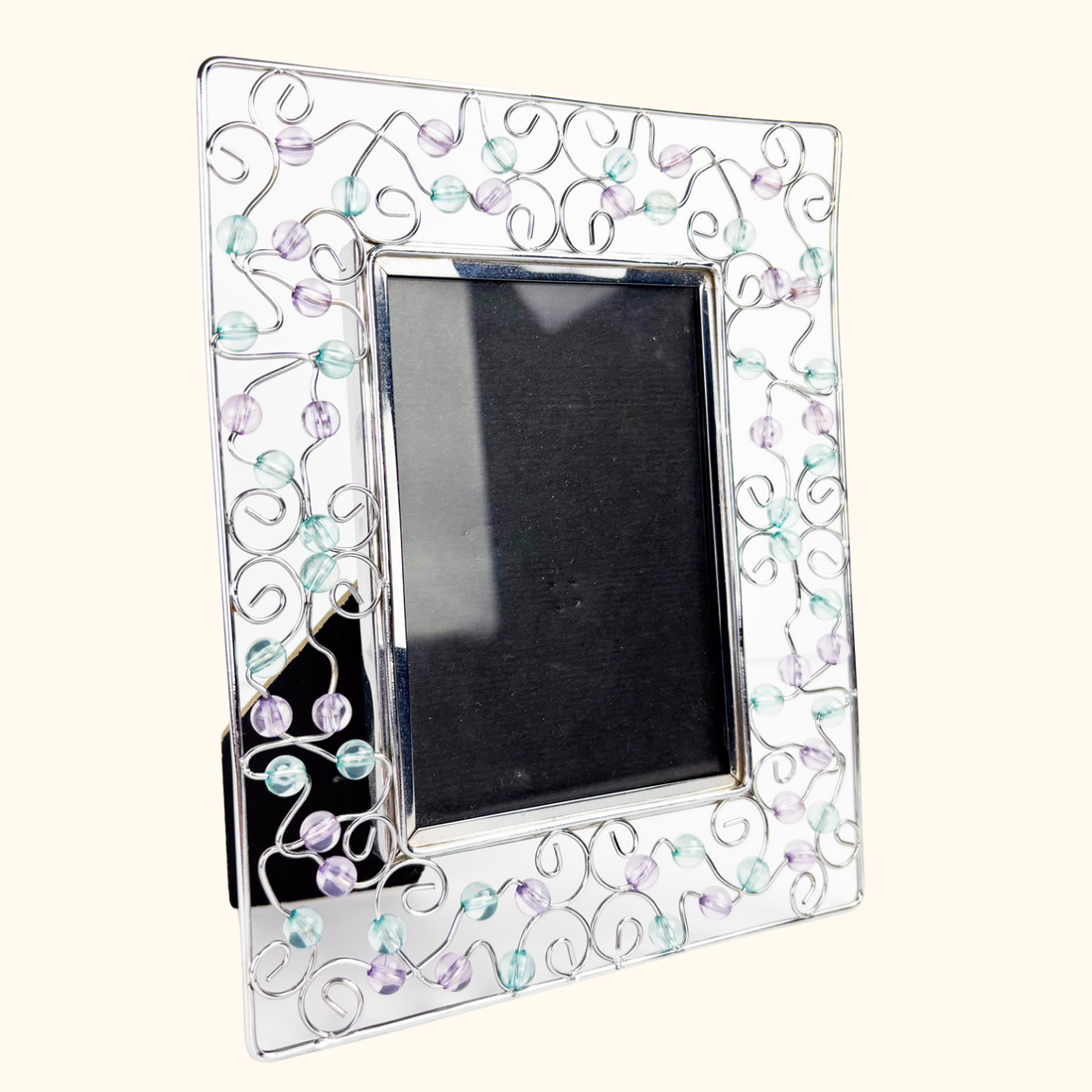 Silver Beaded Wire Picture Frame 5inch x 3.5inch Sunshine Thrift
