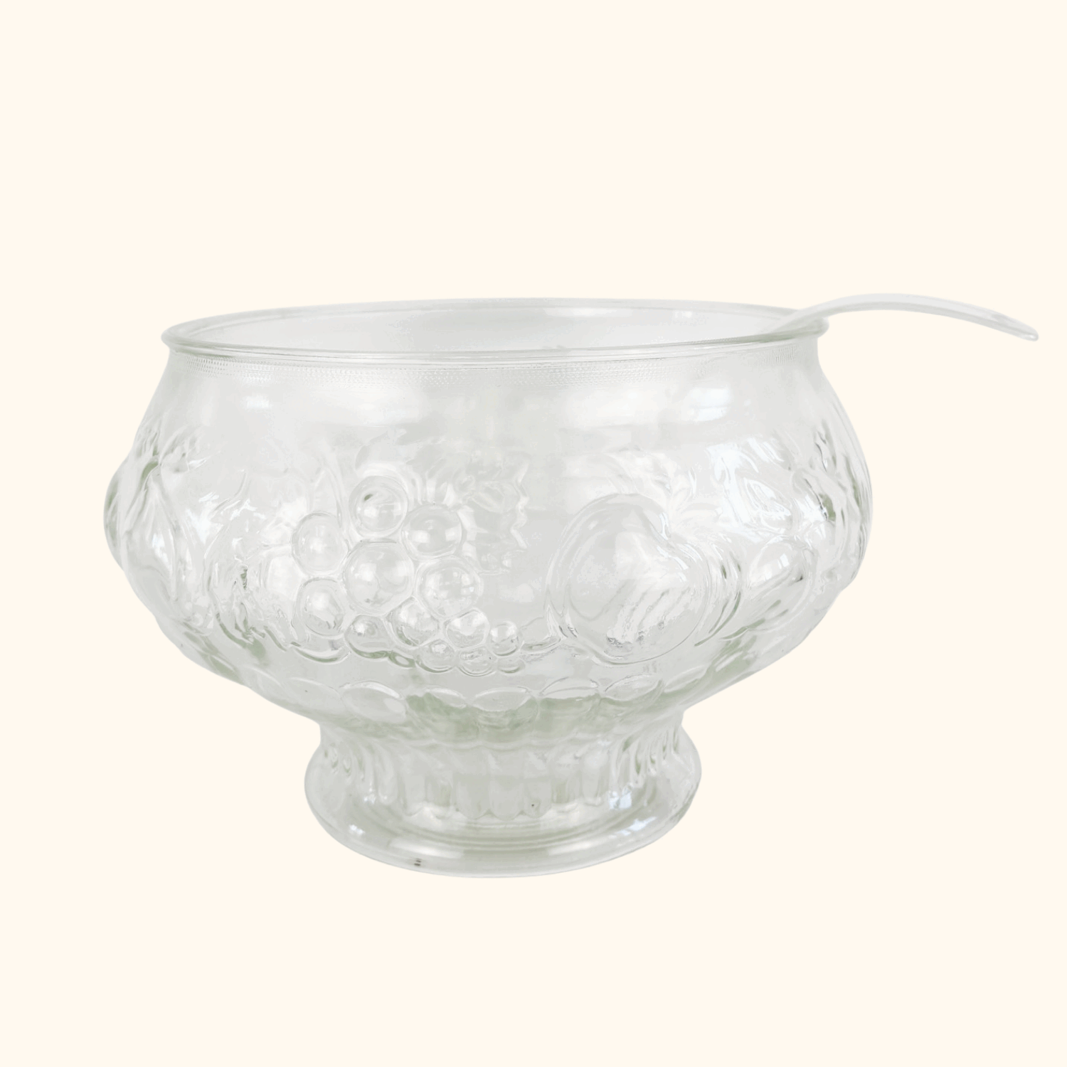 Vintage 1960s Jeanette Crystal Glass Fruit Punch Bowl Set Jeanette