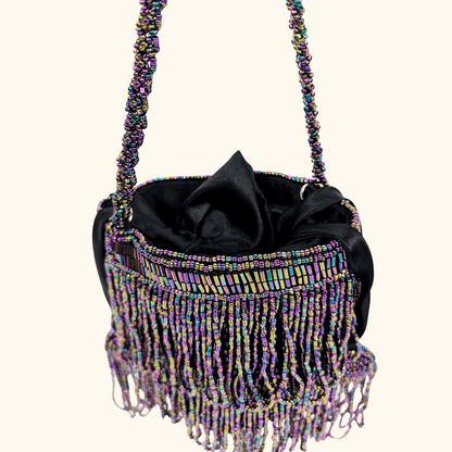 Vendula London Beaded Evening Drawstring Pouch Bag Vendula London